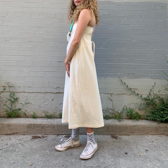 YELLOW 90's STRAPPY BACK maxi sleeveless dress siz - Picture 3 of 5